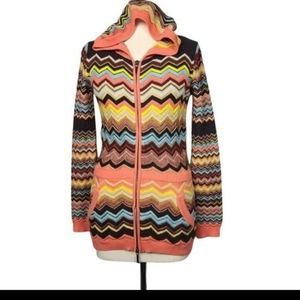 MISSONI Chevron Zip Up Cardigan Hoodie size L